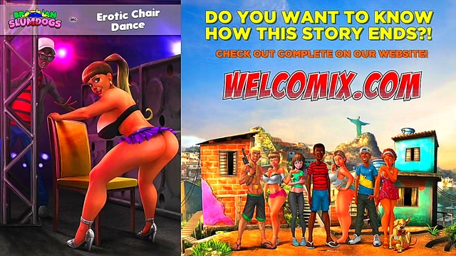 Brazilian Big-Ass Cartoon Chick Dances Erotic Chair Lap-Dance Seduction