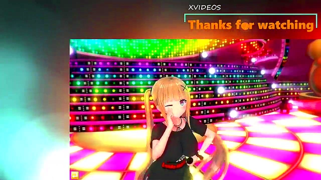 Big-Breasted Touhou Hinanai Tenko Rubs Boobs & Gives Hand Job In 3D Hentai Animation