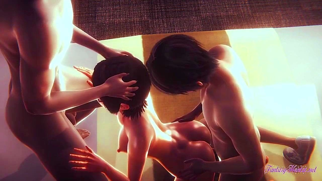 Sarada Naruto Hentai Threesome – Uncensored 3D Blowjob & Double Cumshot Creampie