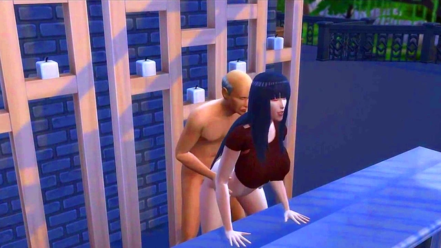 Hinata Cheats on Naruto with Bartender for Rough Anal Fun at Bonfire Party