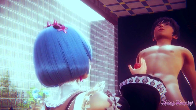 Rem Gives Uncensored Re-Zero Blowjob & Pussy Cosplay Handjob For 3D Hentai Creampie
