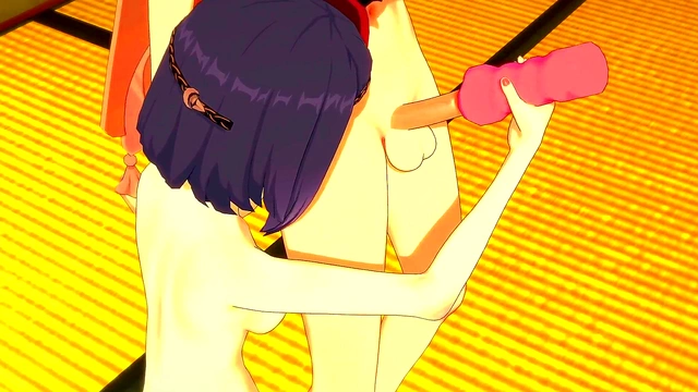 Sara from Genshin Impact Plays with Sex Toy & Gets Fucked by Aether for Creampie