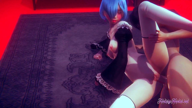 Rem Threesome Uncensored – Handjob, Blowjob & Boobjob Orgy in Re-Zero Hentai