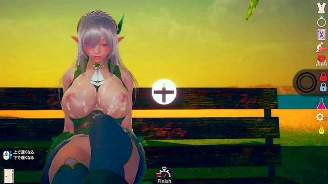 Silver-Haired Elf Beauty With Big Tits Teases in 3D Hentai Game Scene