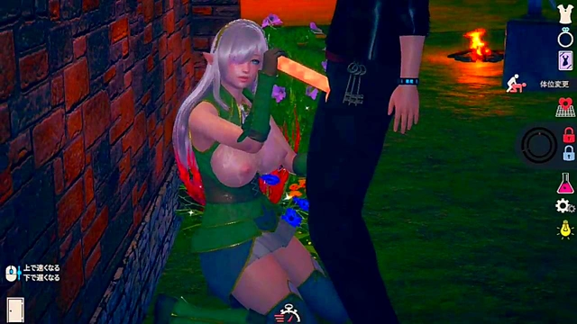 Silver-Haired Elf Beauty With Big Tits Teases in 3D Hentai Game Scene