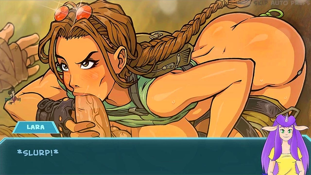 Lara Croft Gives Seductive Blowjob & Handjob With Glasses & Gloves