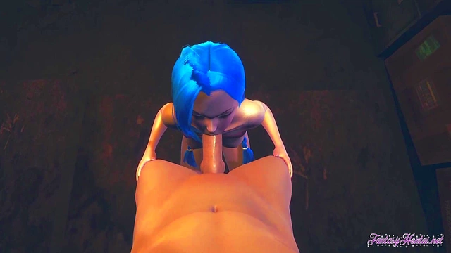 Jinx from LoL Gives Uncensored 3D Hentai Blowjob & POV Cumshot Action
