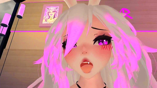 Hot Bunny VTuber Gives Intense POV Blowjob & Moans Loudly in VRChat