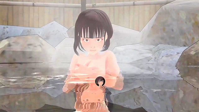 Horny Anime Chick Ditches Towel for Hot Spring Fun & Fluffy Boobs