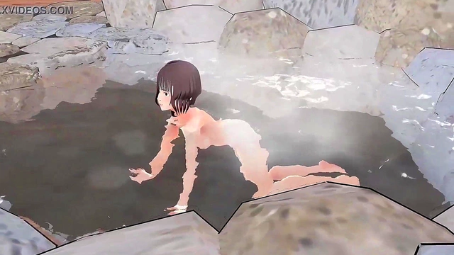 Horny Anime Chick Ditches Towel for Hot Spring Fun & Fluffy Boobs