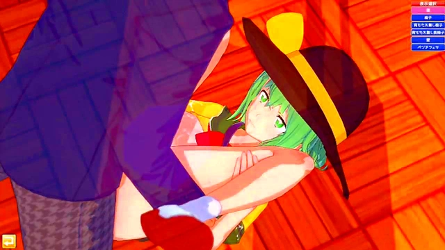 Big-Breasted Koishi Gives Intense Blowjob & Handjob in 3D Eroge Anime