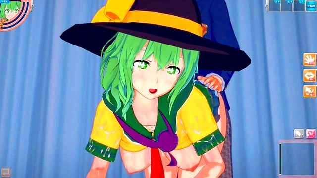 Big-Breasted Koishi Gives Intense Blowjob & Handjob in 3D Eroge Anime