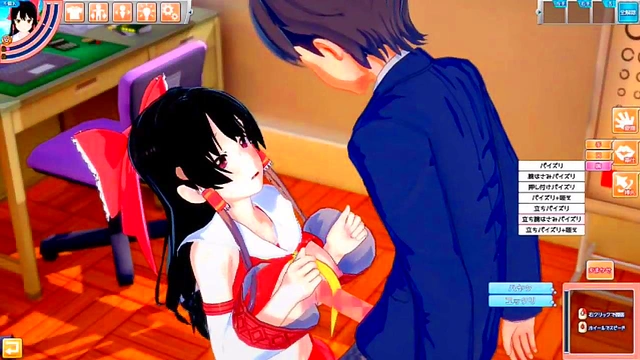 Reimu Hakurei Rubs Her Big Tits & Gives Blowjob in 3D Eroge Koikatsu! Touhou Animations