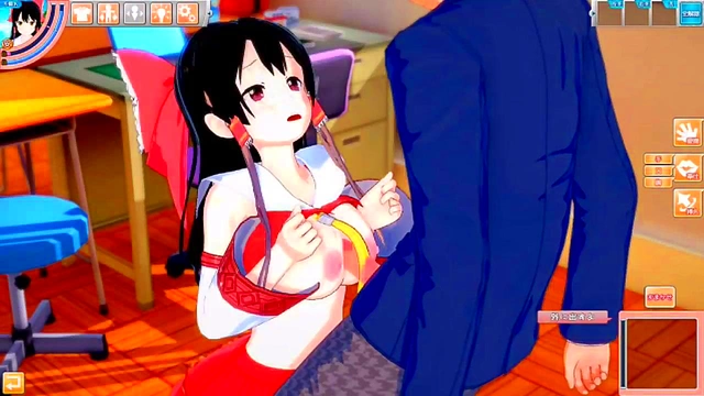 Reimu Hakurei Rubs Her Big Tits & Gives Blowjob in 3D Eroge Koikatsu! Touhou Animations