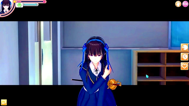 Obedient Big-Breasted Anime Schoolgirl Rubs Tits & Gives Handjob Blowjob Feast