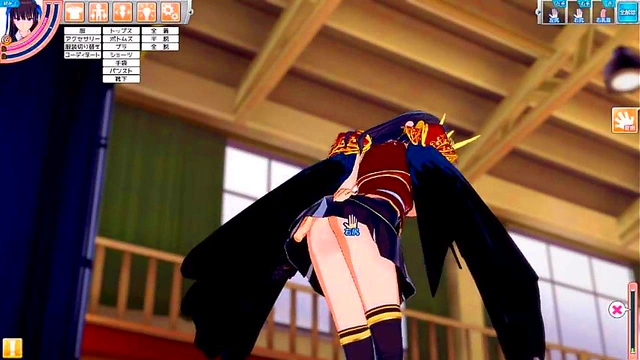 Obedient Big-Breasted Anime Schoolgirl Rubs Tits & Gives Handjob Blowjob Feast