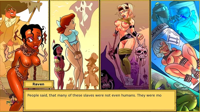 Blonde, Redhead & Ebony Girls Bondage Adventure in Sexy Hentai Cartoon