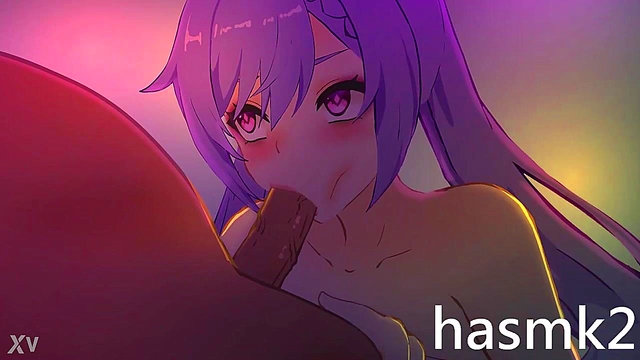 Keqing Gives Intense Oral Pleasure in Anime Blowjob Scene With Oral Creampie Finish