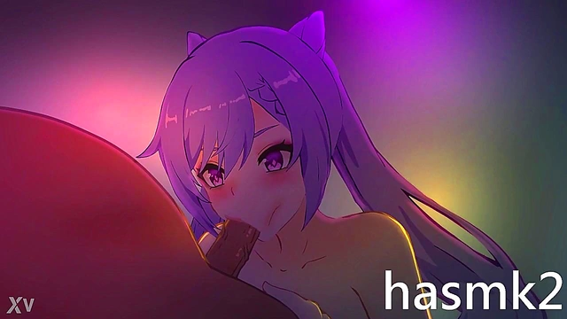 Keqing Gives Intense Oral Pleasure in Anime Blowjob Scene With Oral Creampie Finish