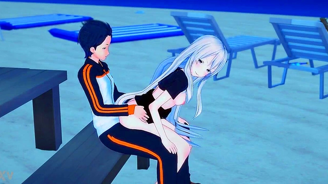 Subaru & White-Haired Echidna Beach Sex – Horny Fun in Swimsuits & Public Panty Play