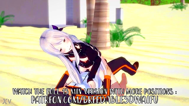 Subaru & White-Haired Echidna Beach Sex – Horny Fun in Swimsuits & Public Panty Play