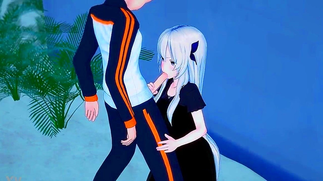 Subaru & White-Haired Echidna Beach Sex – Horny Fun in Swimsuits & Public Panty Play