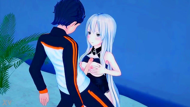 Subaru & White-Haired Echidna Beach Sex – Horny Fun in Swimsuits & Public Panty Play