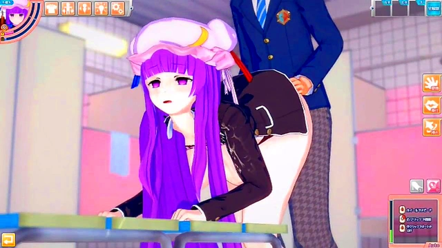 Patchouli Knowledge Rubs Her Huge Tits for Ecstatic Blow Job & Handjob Feat. Touhou 3D Hentai