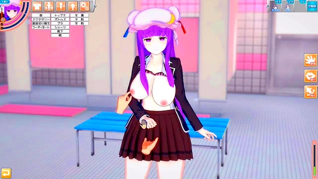 Patchouli Knowledge Rubs Her Huge Tits for Ecstatic Blow Job & Handjob Feat. Touhou 3D Hentai