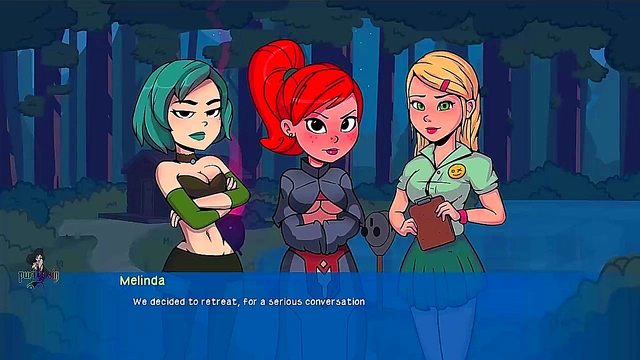 Blonde MILF and Redhead Anime Girls Seduce Alien Android in Camp Pinewood Gravity Falls Adventures