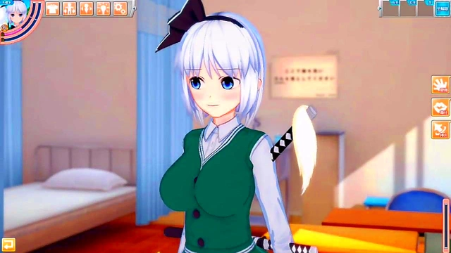 Youmu Konpaku Rubs Her Massive Tits in Seductive 3D Hentai Eroge Scene