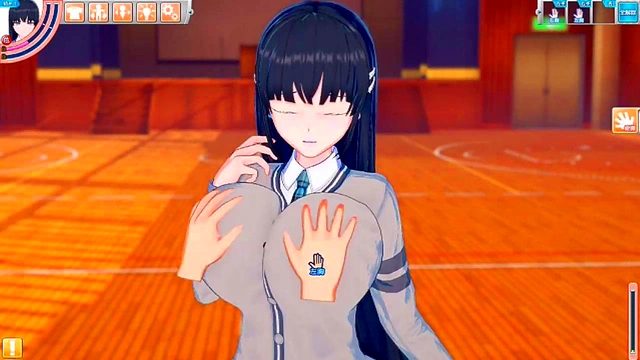 Expressionless Manaka Rubs Huge Tits for Hand Job & Blowjob Orgasm Feast