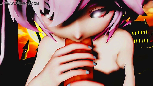 Horny Pink-Haired Miku Gives Seductive Blowjob As A Sexy Anime Vampire