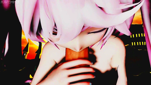 Horny Pink-Haired Miku Gives Seductive Blowjob As A Sexy Anime Vampire