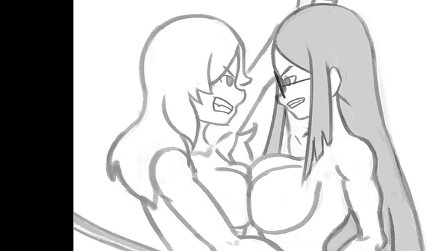 Sexy Blonde vs Brunette in Extreme Hentai Catfight Battle with Big Boob Smash