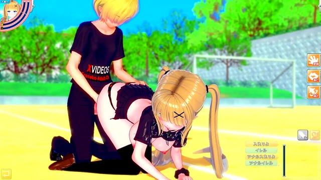 Blonde Big-Breasted Gal Rubbed & Sucked in Eroge Koikatu! 3D Hentai Anime