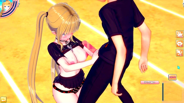 Blonde Big-Breasted Gal Rubbed & Sucked in Eroge Koikatu! 3D Hentai Anime
