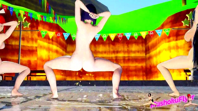 Hinata, Erza & Boa Hancock’s Squirting Dance in Anime Trio Adventure