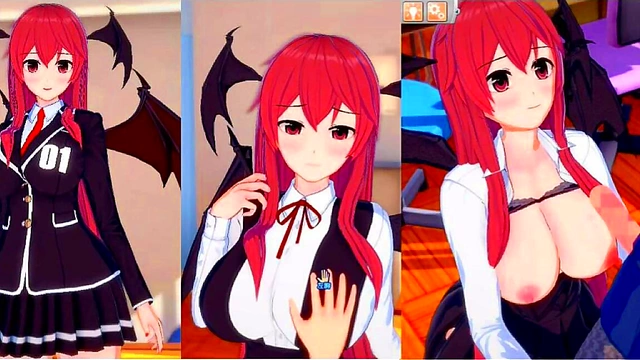 Big-Breasted Touhou Devil Gets Hand Job & Blowjob in Eroge Koikatsu! 3D Hentai