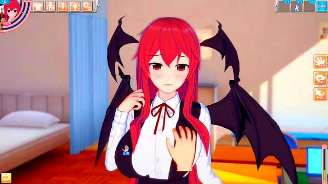 Big-Breasted Touhou Devil Gets Hand Job & Blowjob in Eroge Koikatsu! 3D Hentai