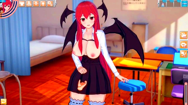Big-Breasted Touhou Devil Gets Hand Job & Blowjob in Eroge Koikatsu! 3D Hentai