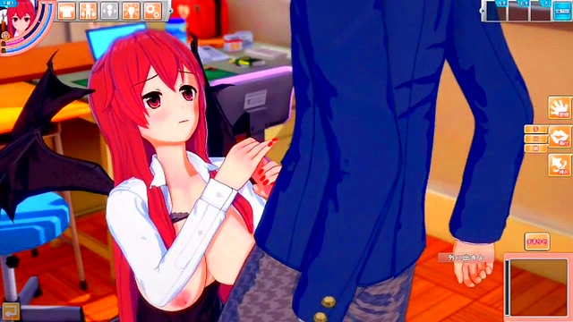 Big-Breasted Touhou Devil Gets Hand Job & Blowjob in Eroge Koikatsu! 3D Hentai