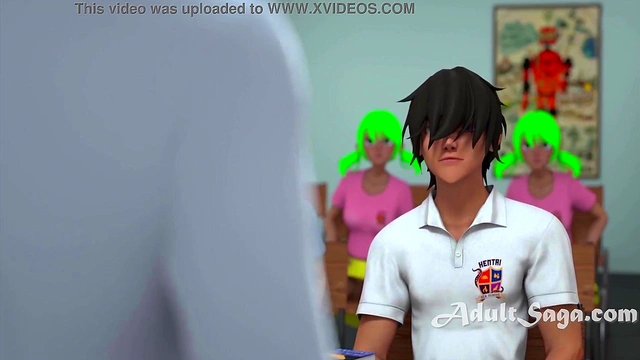 Horny Hentai MILF Teacher Fucks Students Doggy Style In Classroom