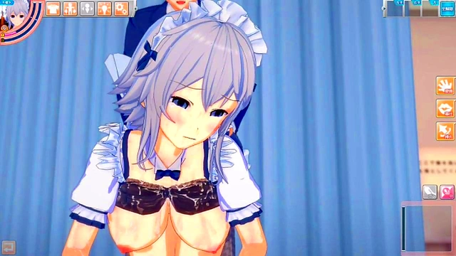 Sakuya Izayoi Rubs Her Massive Tits While Giving A Sensual Blowjob In Eroge Koikatsu!
