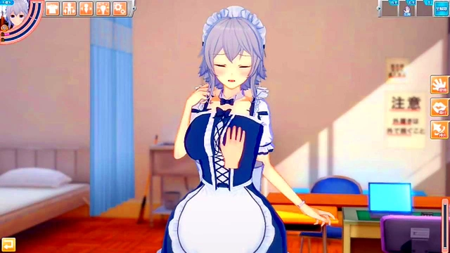 Sakuya Izayoi Rubs Her Massive Tits While Giving A Sensual Blowjob In Eroge Koikatsu!