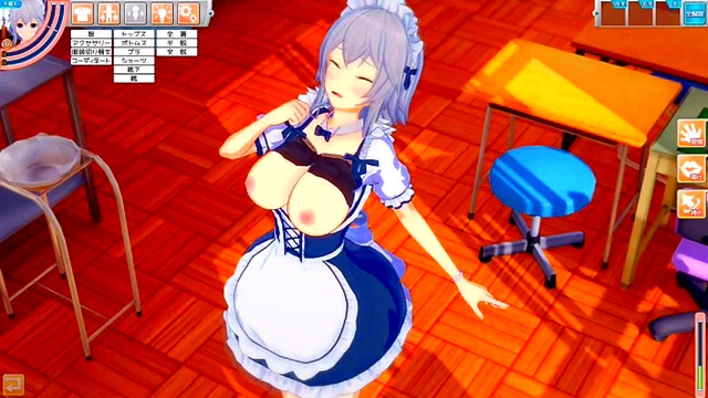 Sakuya Izayoi Rubs Her Massive Tits While Giving A Sensual Blowjob In Eroge Koikatsu!