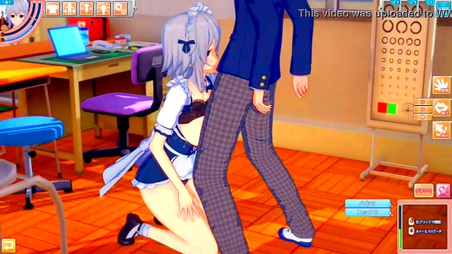 Sakuya Izayoi Rubs Her Massive Tits While Giving A Sensual Blowjob In Eroge Koikatsu!
