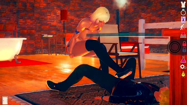 Blonde Big-Breasted Gal Seduces in Uninhabited Island Life System Eroge