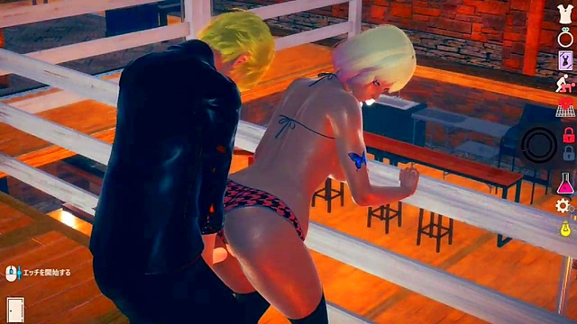 Blonde Big-Breasted Gal Seduces in Uninhabited Island Life System Eroge