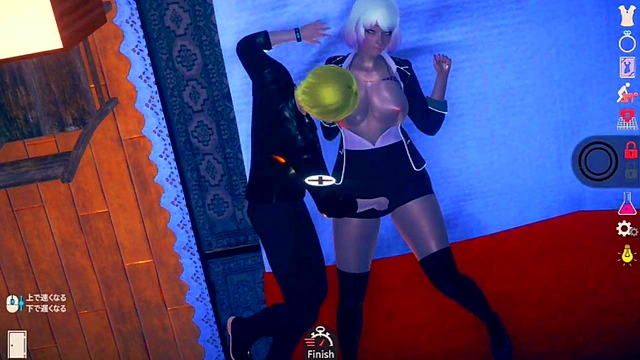 Blonde Big-Breasted Gal Seduces in Uninhabited Island Life System Eroge